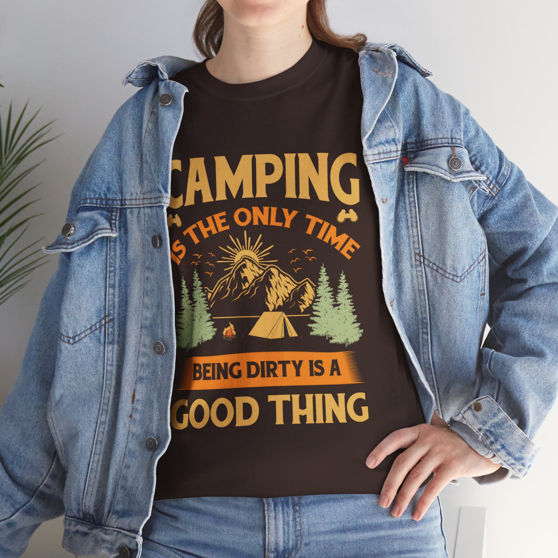 Camping Vibes Unisex Heavy Cotton Tee - "Being Dirty is a Good Thing"