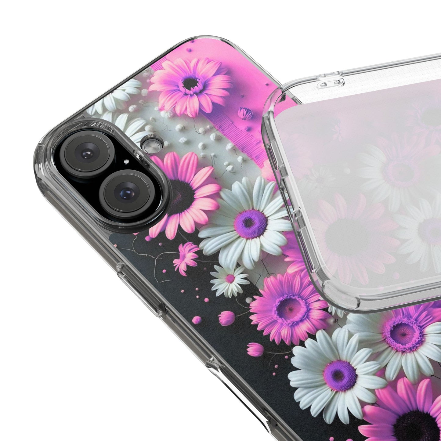 Floral Clear Phone Case – Pink Flower Design