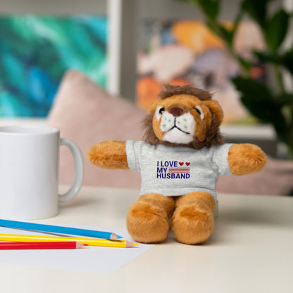 Stuffed Animal with "I love my husband" Tee, Gift for husband