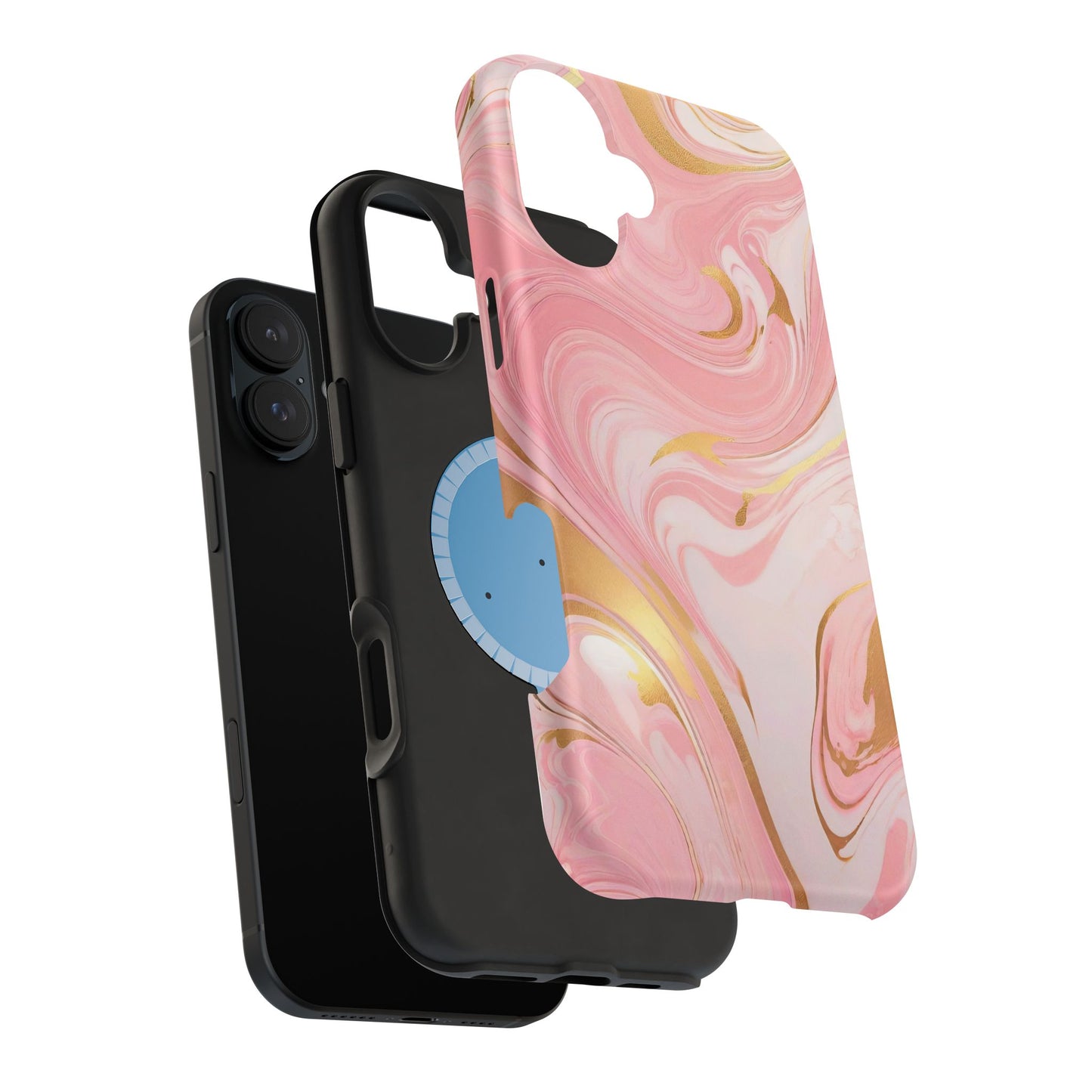 Stylish Magnetic Phone Case, Pink Marble Protective Cover