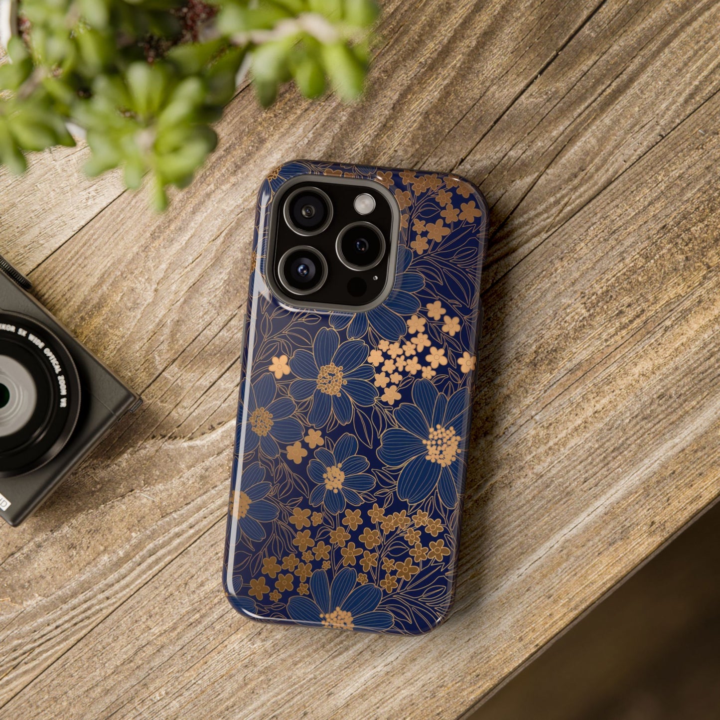 Luxury Serial Magnetic Phone Case, Golden Floral