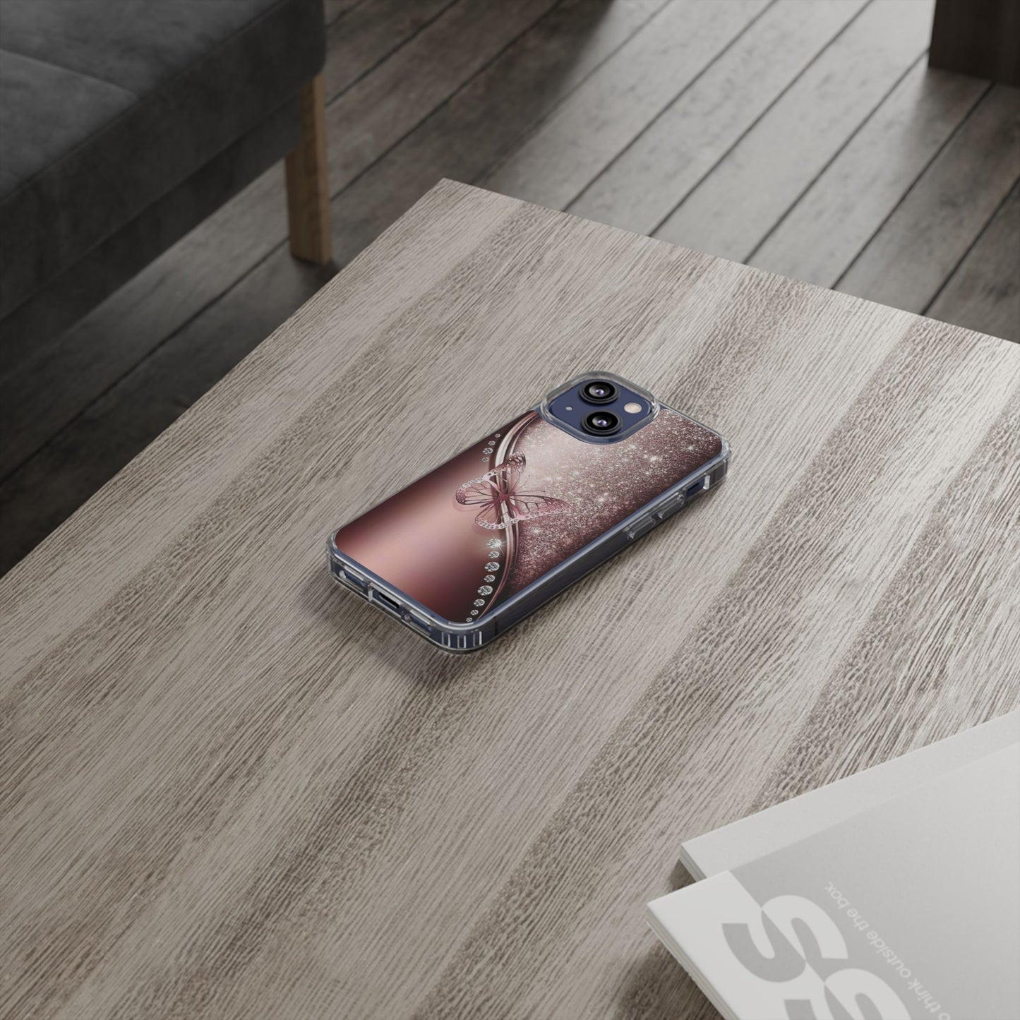 Elegant Butterfly Clear Case, Stylish Transparent Protective Cover for Women