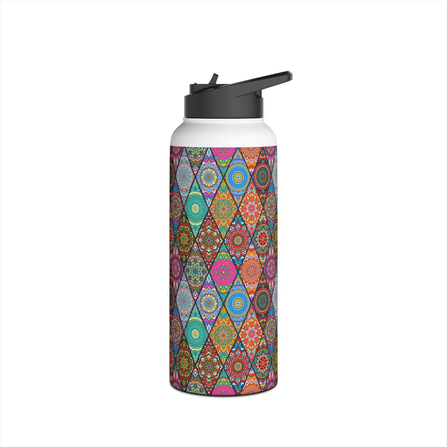 Mandala Argyle Stainless Steel Water Bottle, Standard Lid