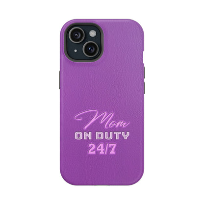 Mom On Duty Impact-Resistant Case, Purple Case for Mothers
