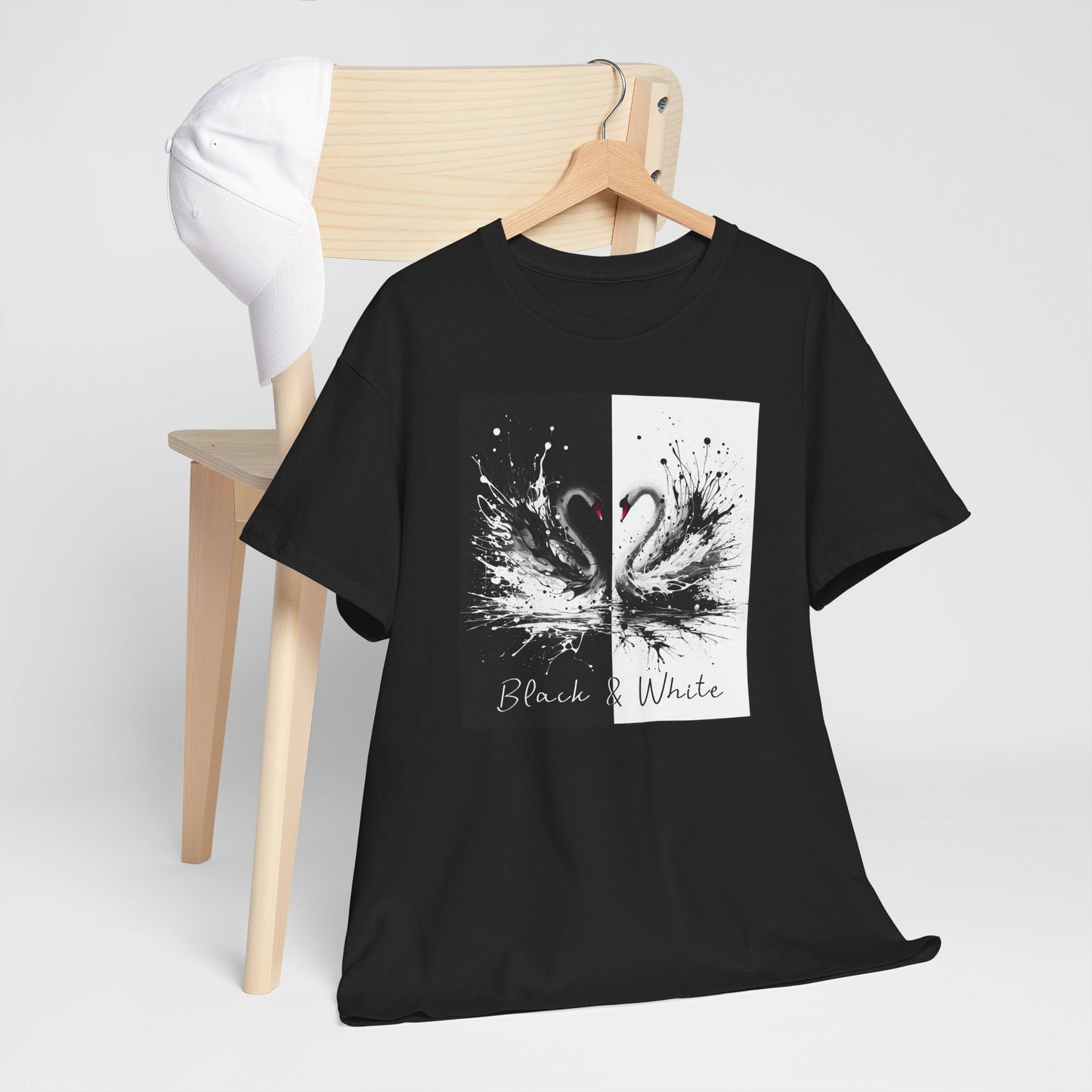 Black & White Swans Unisex Heavy Cotton Tee