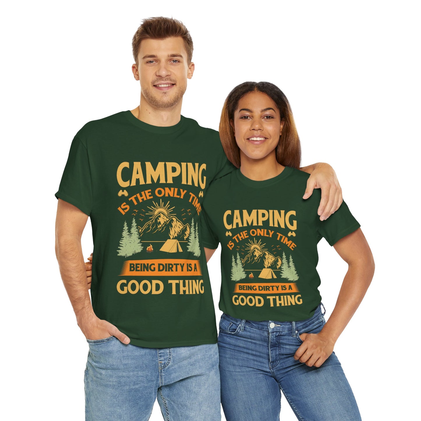 Camping Vibes Unisex Heavy Cotton Tee - "Being Dirty is a Good Thing"