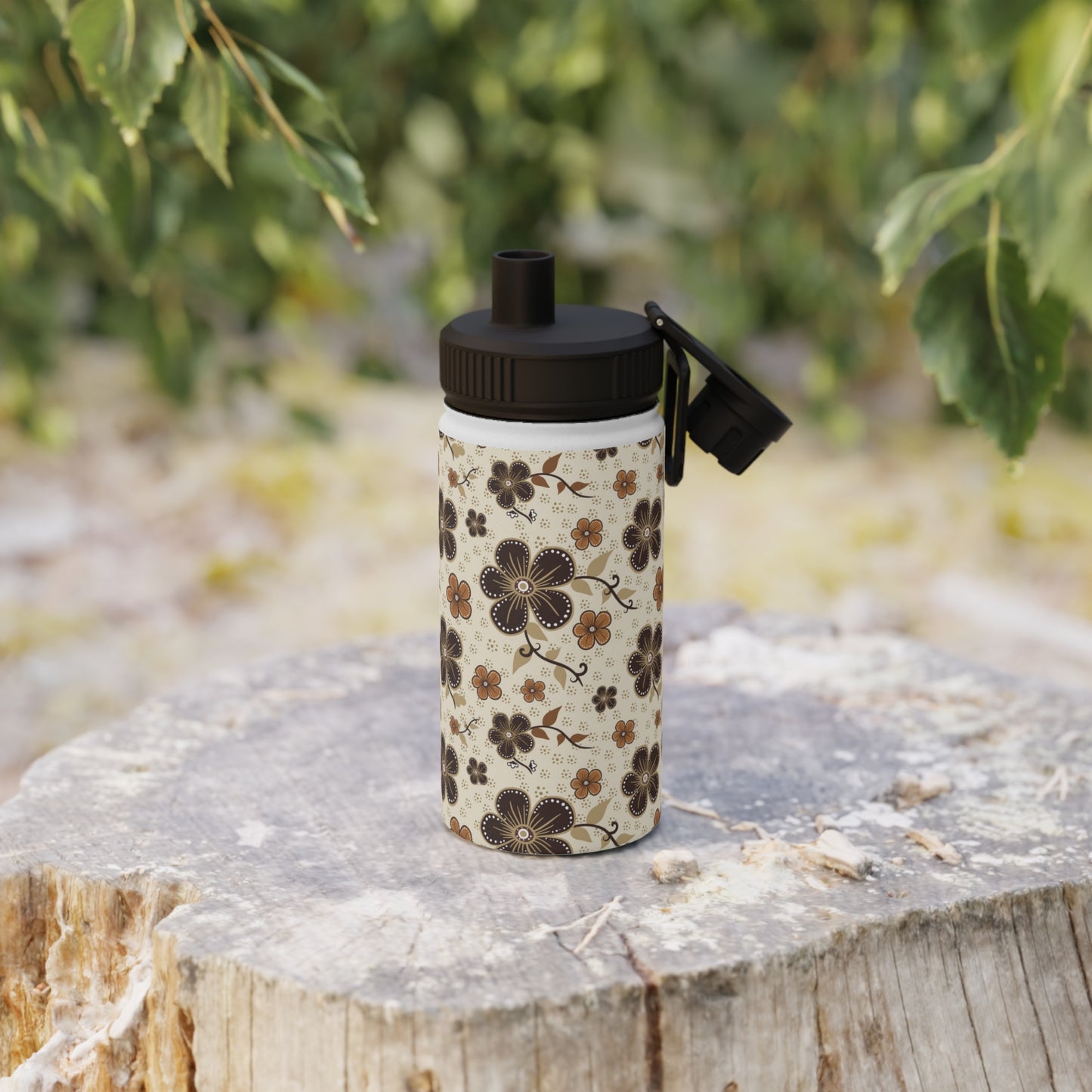 Timeless Elegance Stainless Steel Water Bottle, Sports Lid / Beige