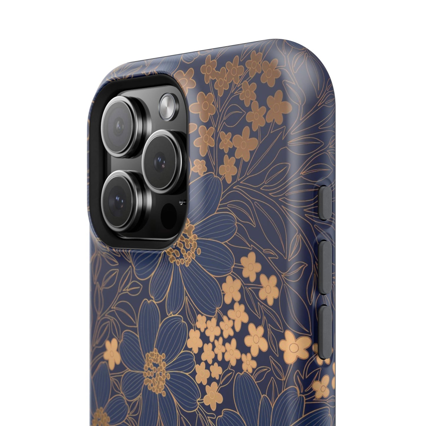 Luxury Serial Magnetic Phone Case, Golden Floral