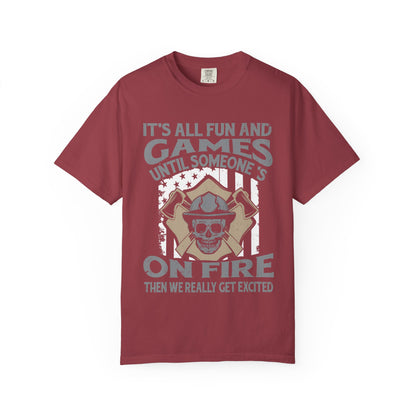 Unisex Garment-Dyed T-Shirt - Humorous Firefighter Design