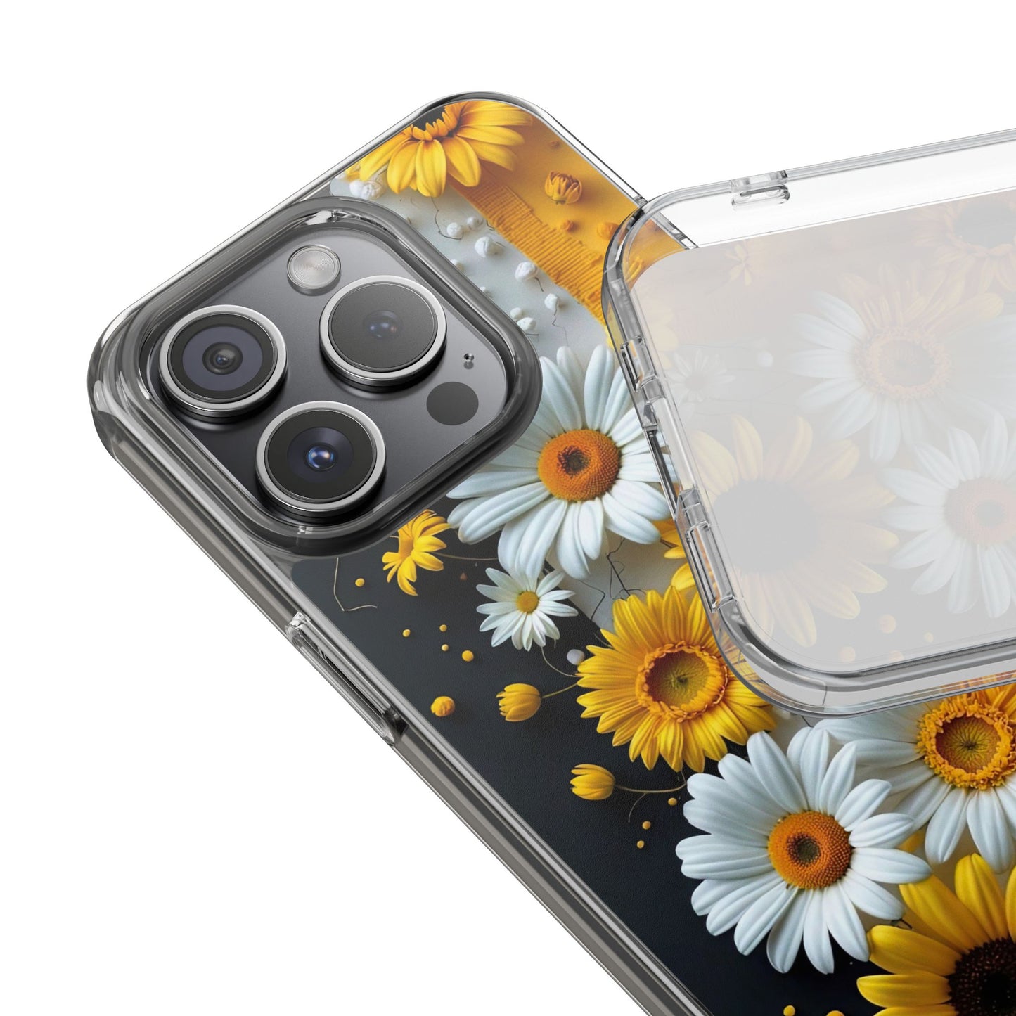 Clear Floral Phone Case - Yellow and White Daisy Pattern Colorful Spring Accessory