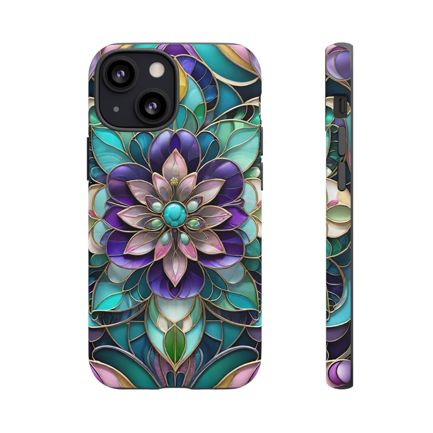 Floral Stained Glass Tough Phone Case -Stylish Protection for Your Device