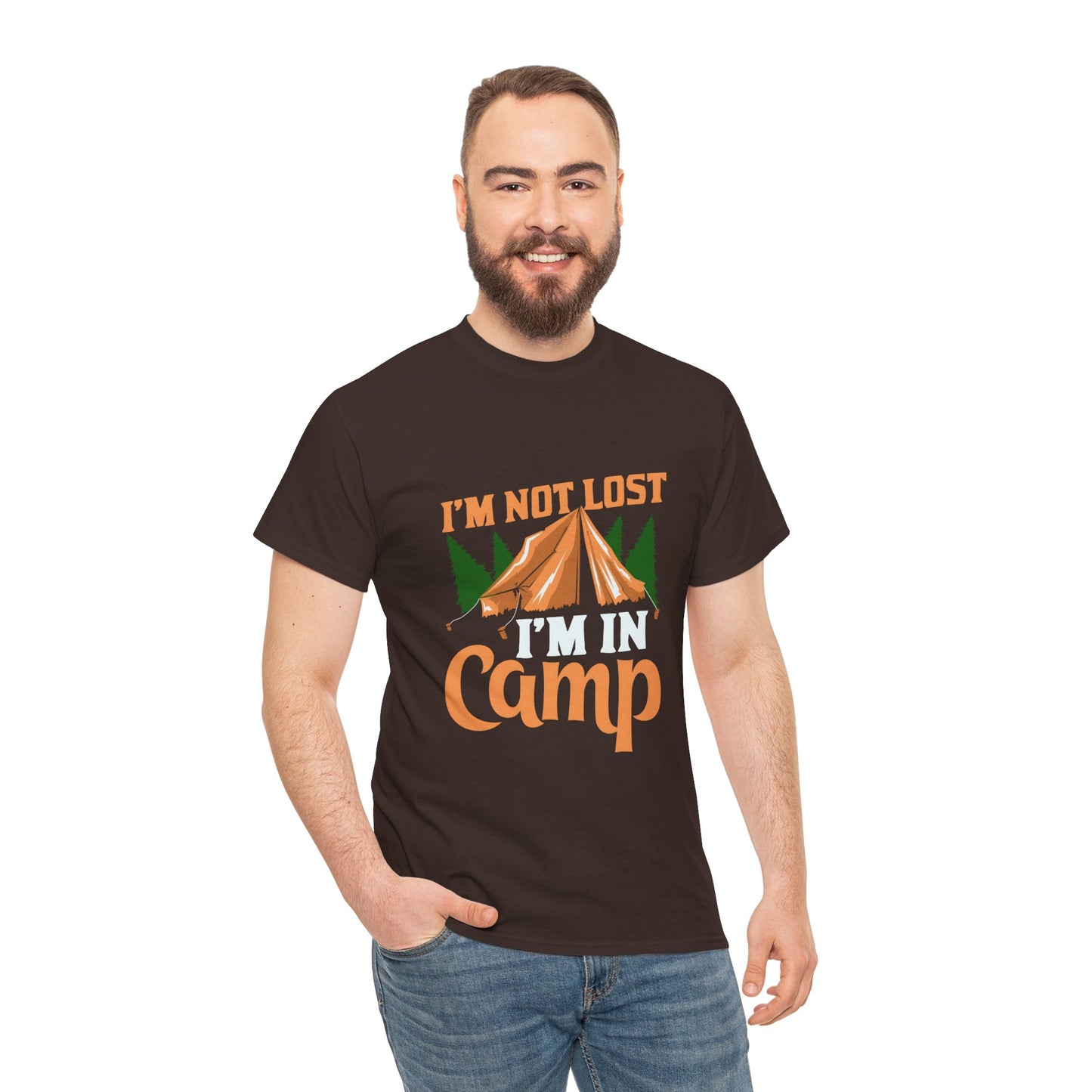 I'm Not Lost, I'm in Camp Unisex Heavy Cotton Tee - Perfect for Camping Lovers