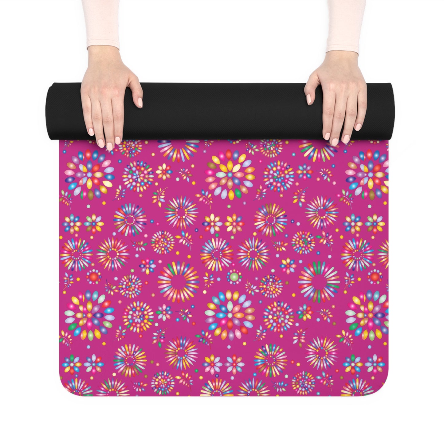 Vibrant Vibes Rubber Yoga Mat / Pink