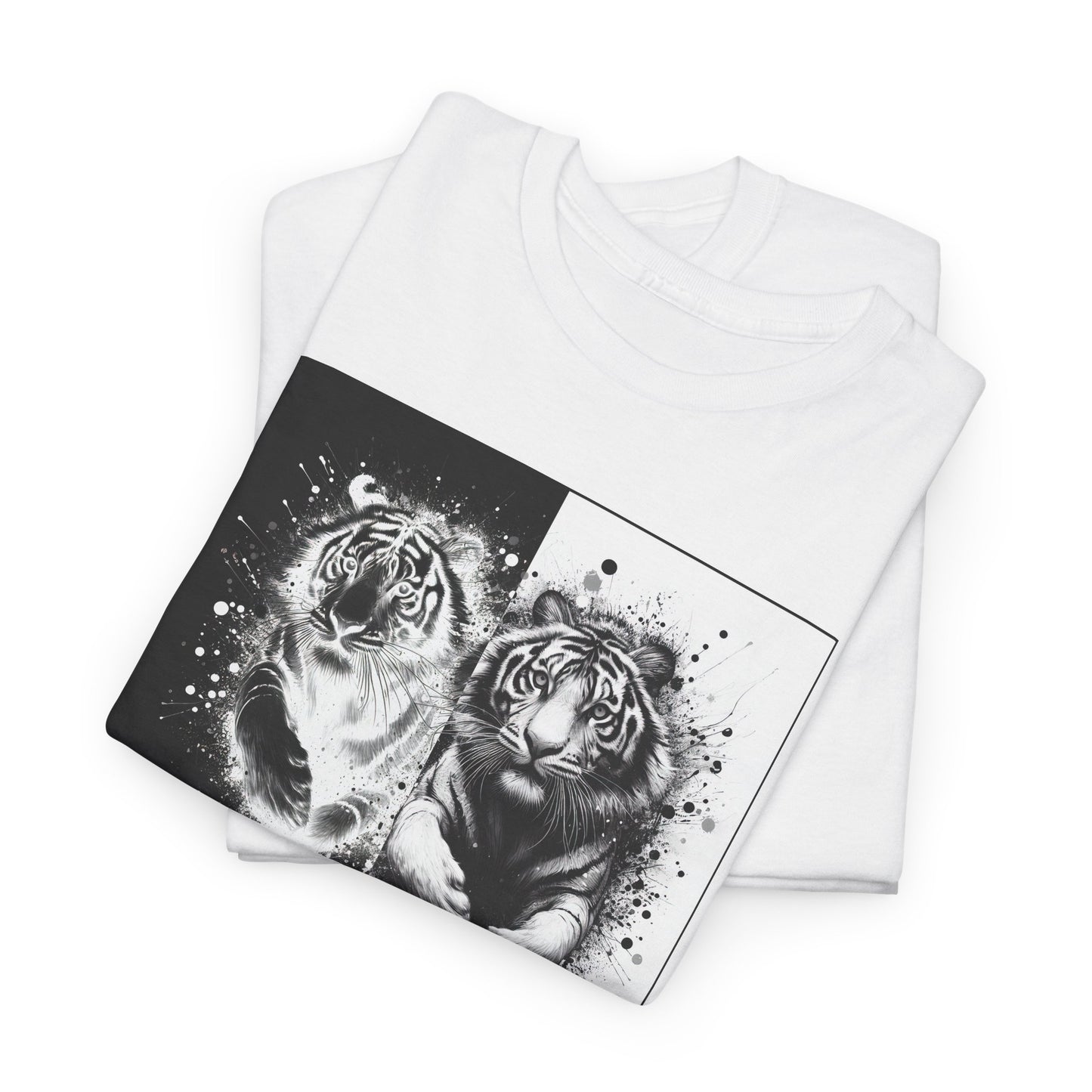 Black & White Tigers Unisex Heavy Cotton Tee