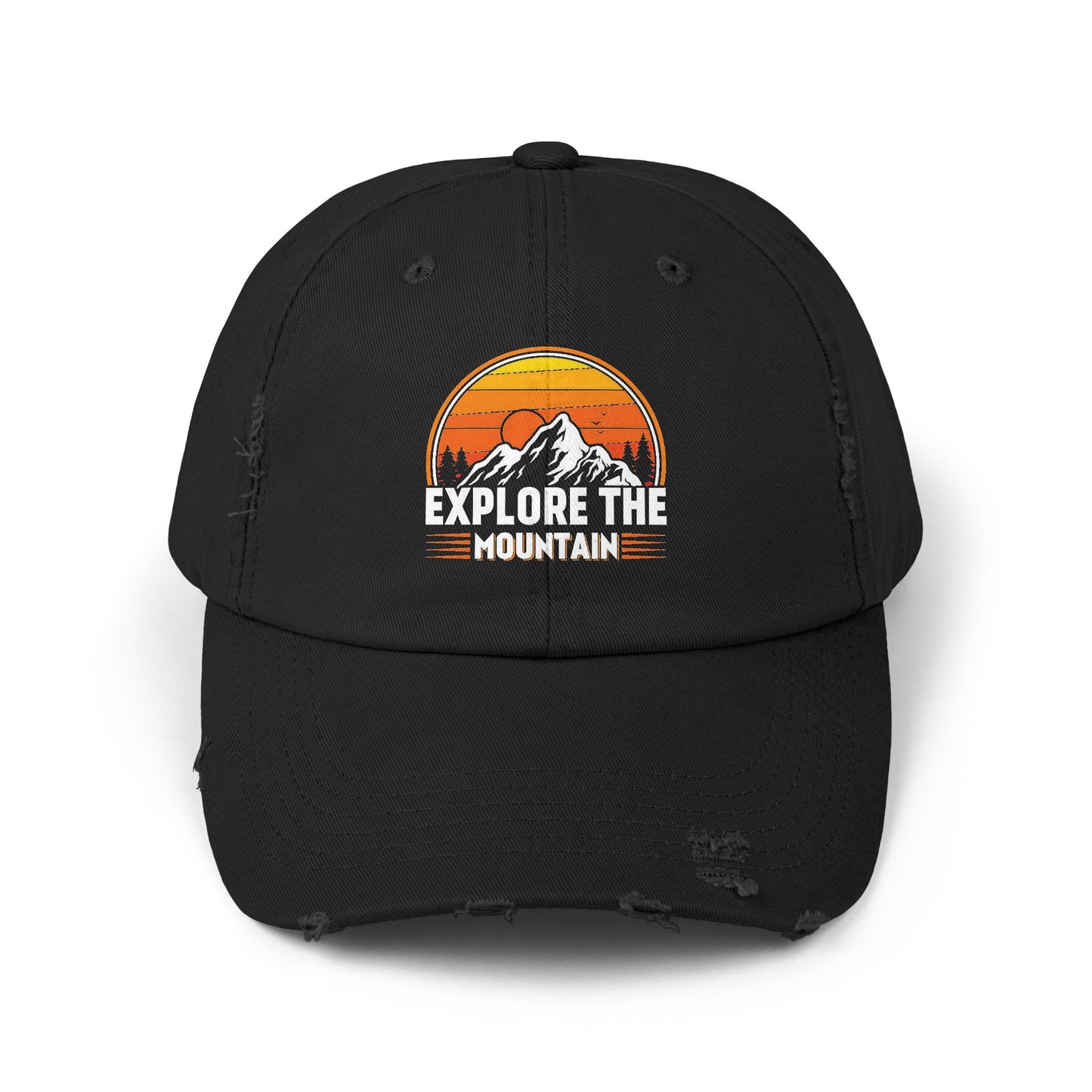 Unisex Distressed Cap - Explore the Mountain Adventure Hat