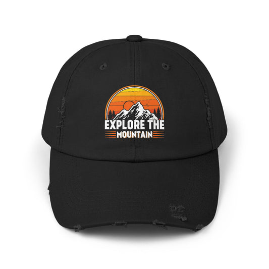Unisex Distressed Cap - Explore the Mountain Adventure Hat