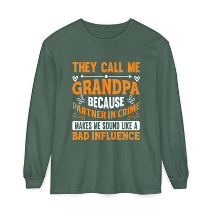 Grandpa Partner in Crime Long Sleeve T-Shirt, Funny Gift for Grandpa