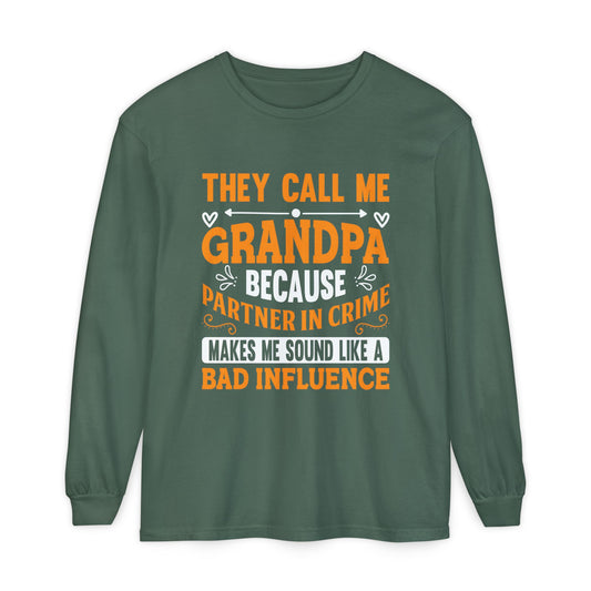 Grandpa Partner in Crime Long Sleeve T-Shirt, Funny Gift for Grandpa