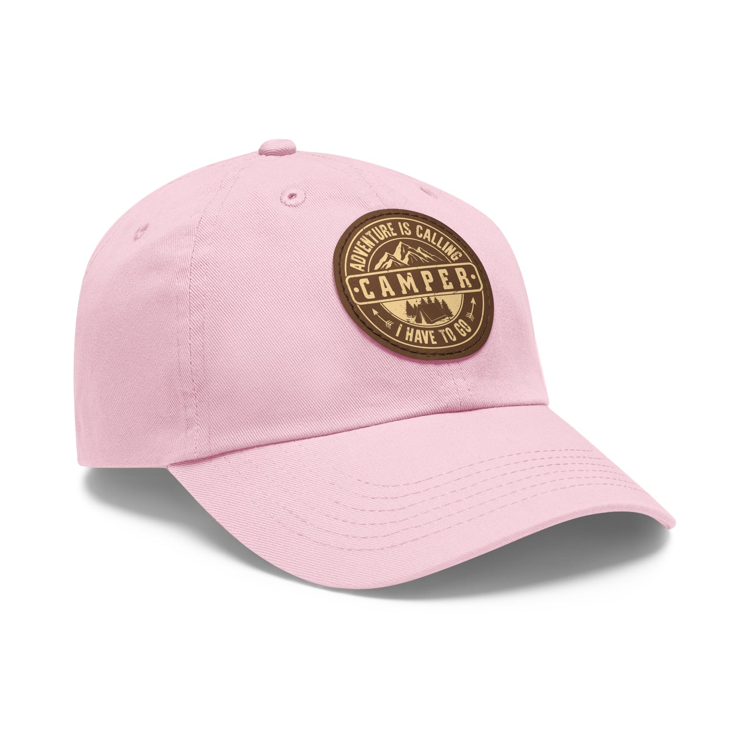 Adventure Camper Dad Hat - Leather Patch Cap for Outdoor Lovers