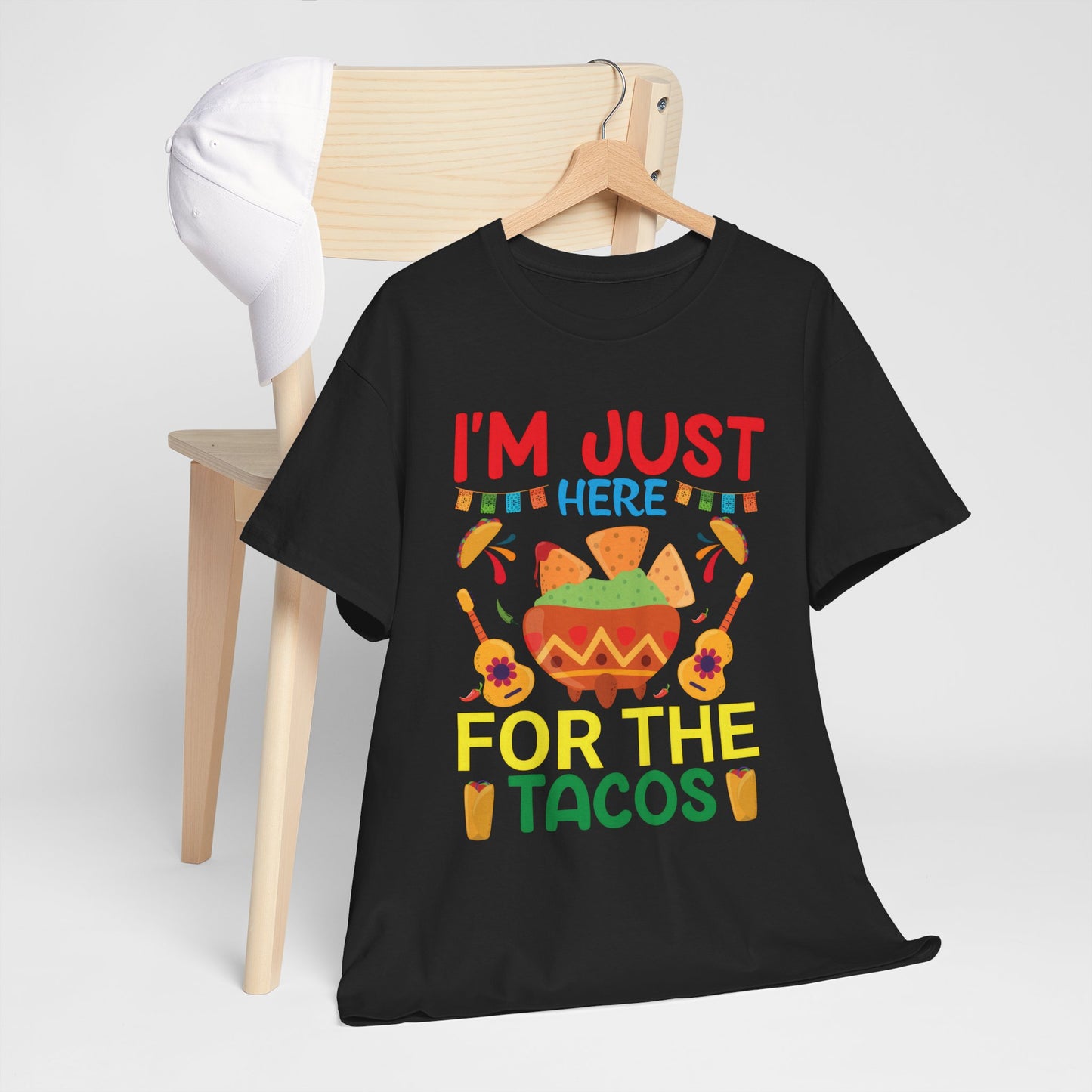 Funny Taco Lovers Unisex Heavy Cotton Tee - "I'm Just Here For The Tacos"