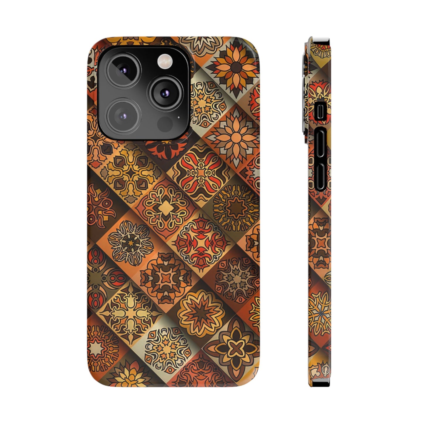 Aztec Geometric Slim Case, Boho Orange