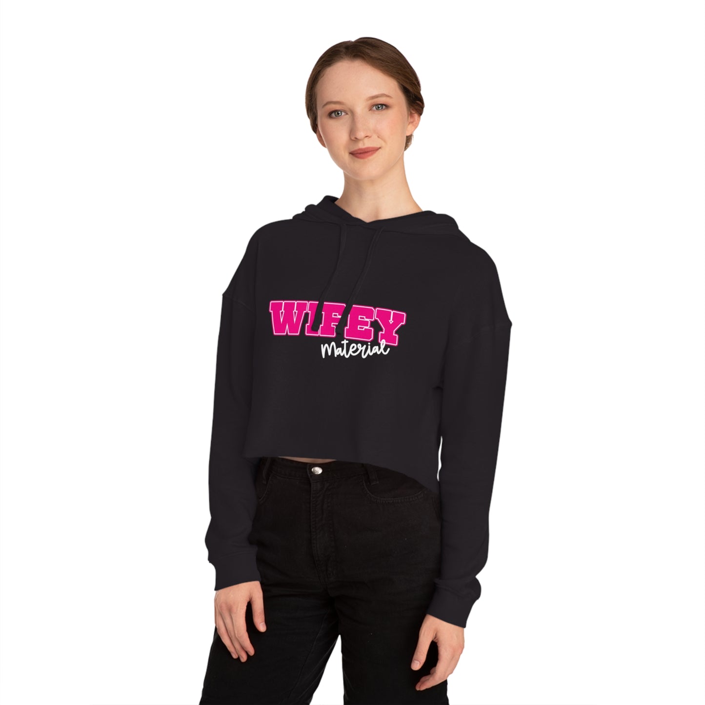 Wifey Material Women’s Cropped Hooded Sweatshirt