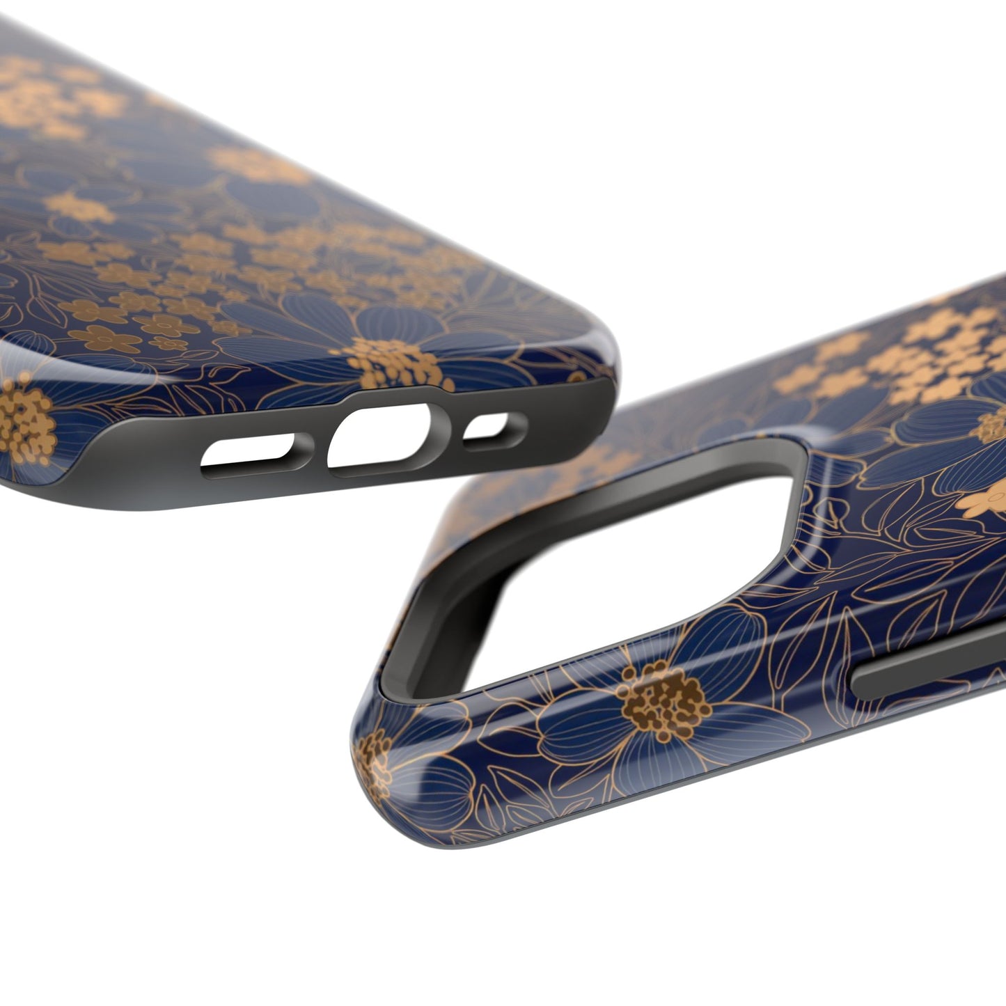 Luxury Serial Magnetic Phone Case, Golden Floral