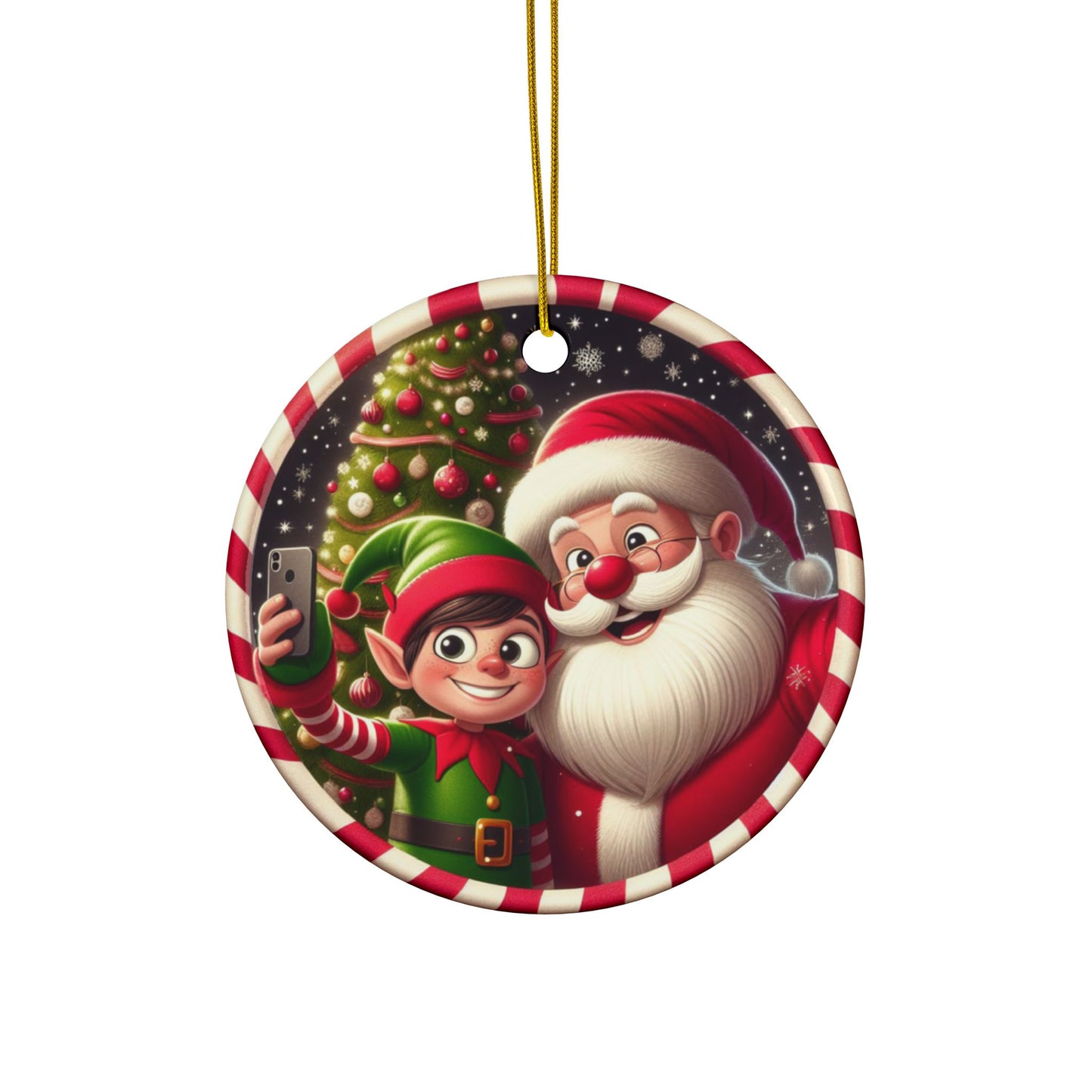 Merry Clickmas! Christmas Ceramic Ornaments, 2-Side Print, (1pc, 3pcs, 5pcs, 10pcs)