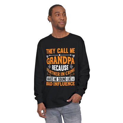 Grandpa Partner in Crime Long Sleeve T-Shirt, Funny Gift for Grandpa