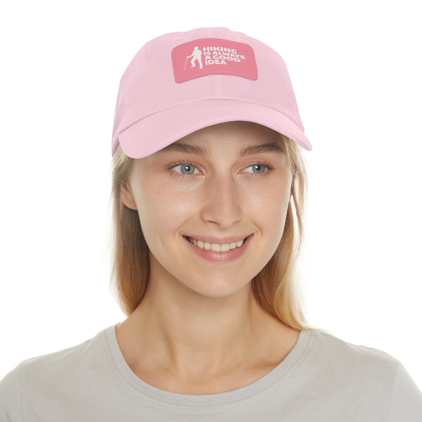 Hiking Is Always A Good Idea Dad Hat with Leather Patch (Rectangle)