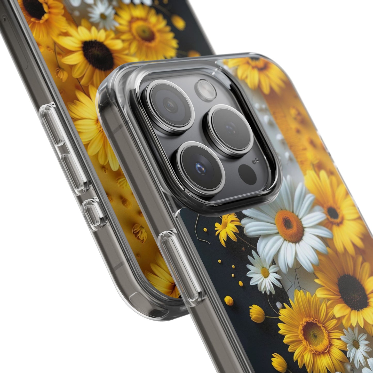 Clear Floral Phone Case - Yellow and White Daisy Pattern Colorful Spring Accessory