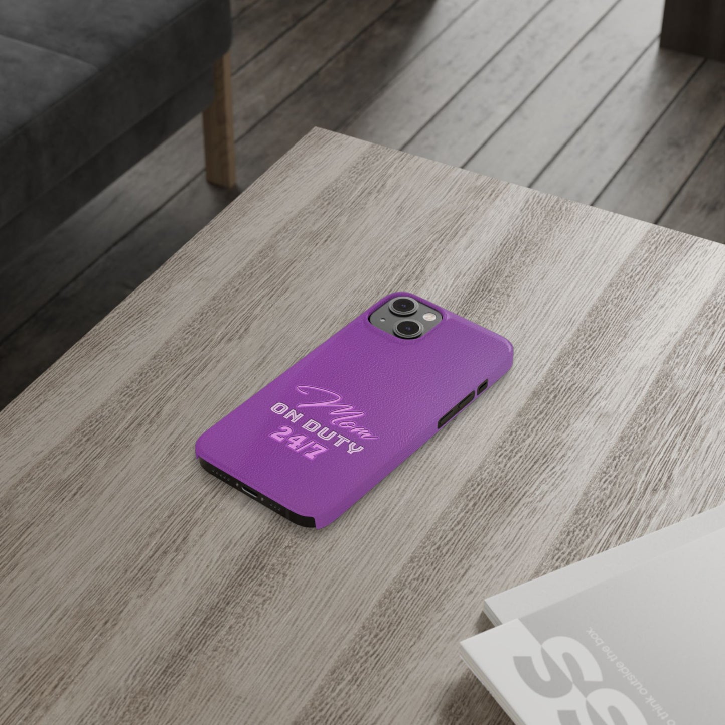 Mom On Duty Slim Case, Purple Case for Mothers
