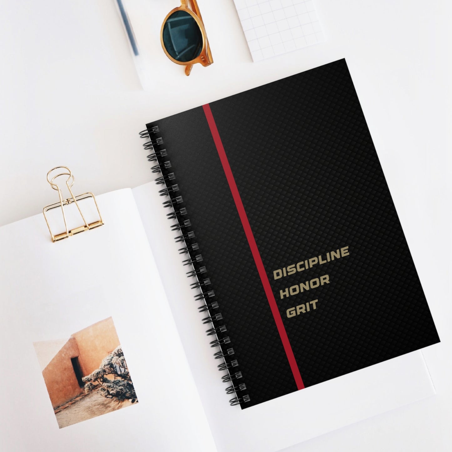 Motivational Spiral Notebook - Discipline, Honor, Grit