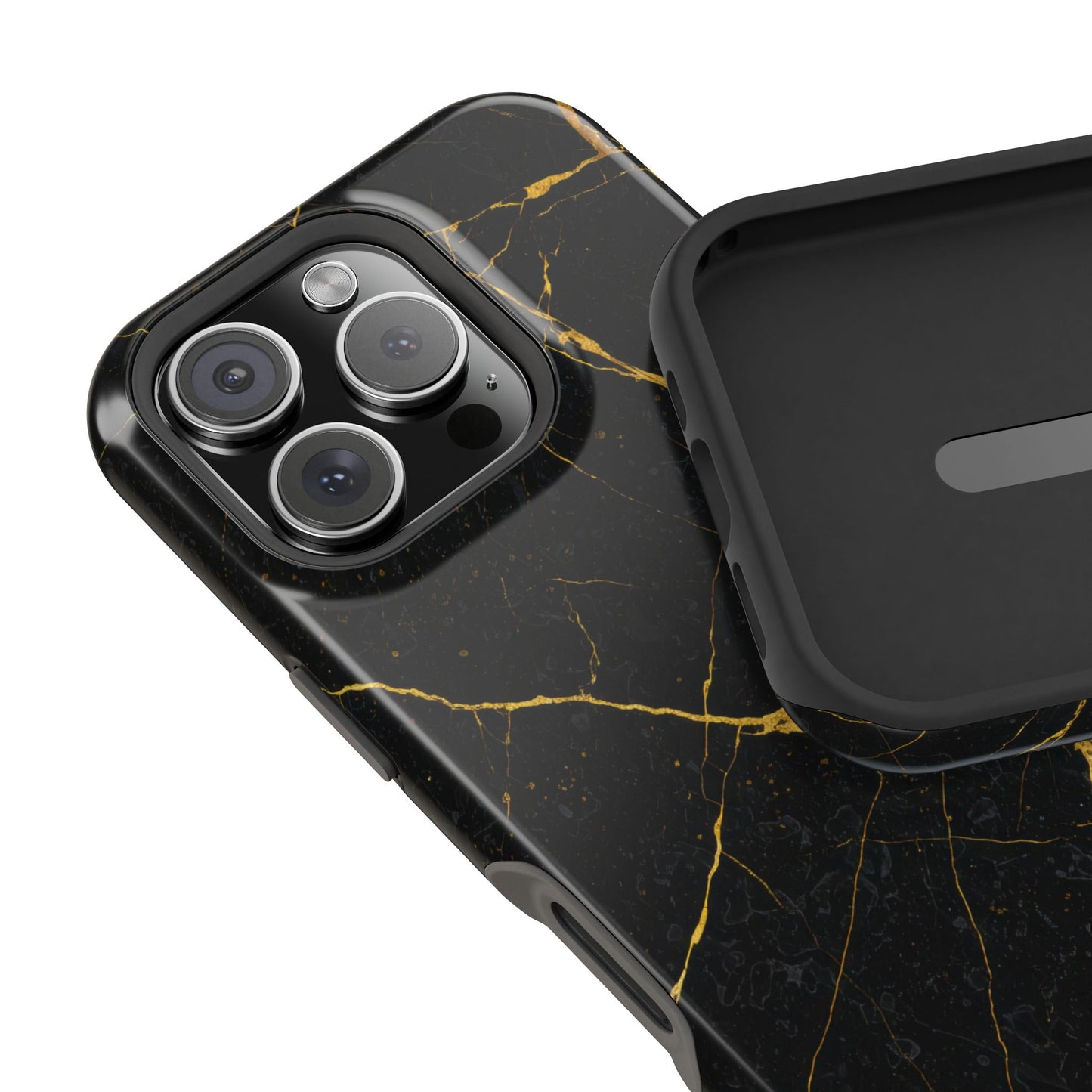 Luxury Black Marble Impact-Resistant iPhone