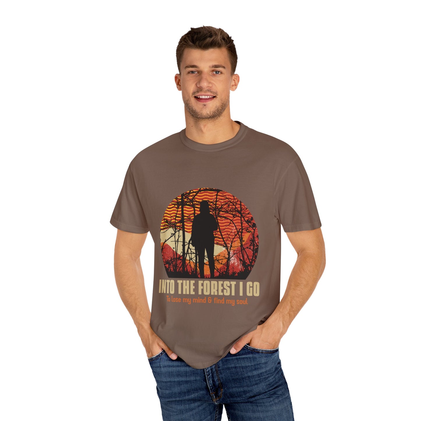 Entro al bosque para perder la cabeza y encontrar mi alma, camiseta unisex teñida en prenda