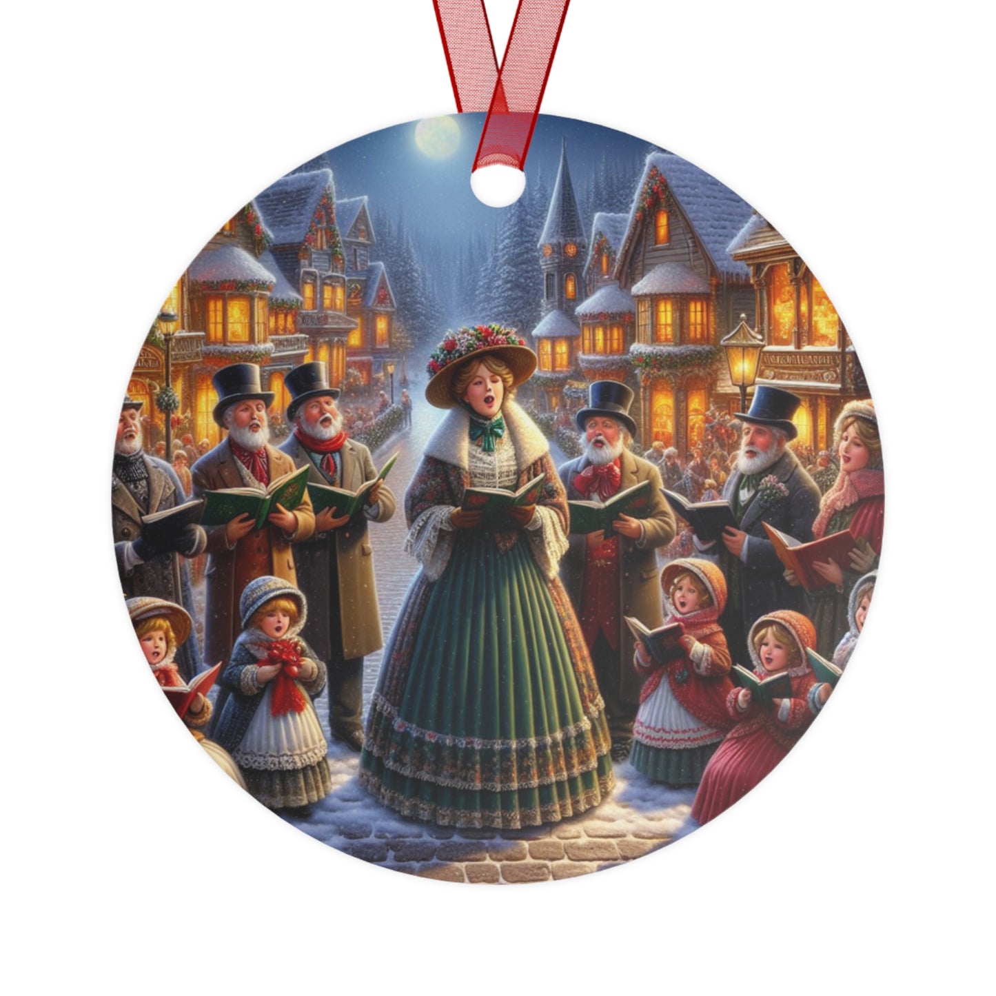 Victorian Christmas Carols Metal Ornaments, 2-Side Print