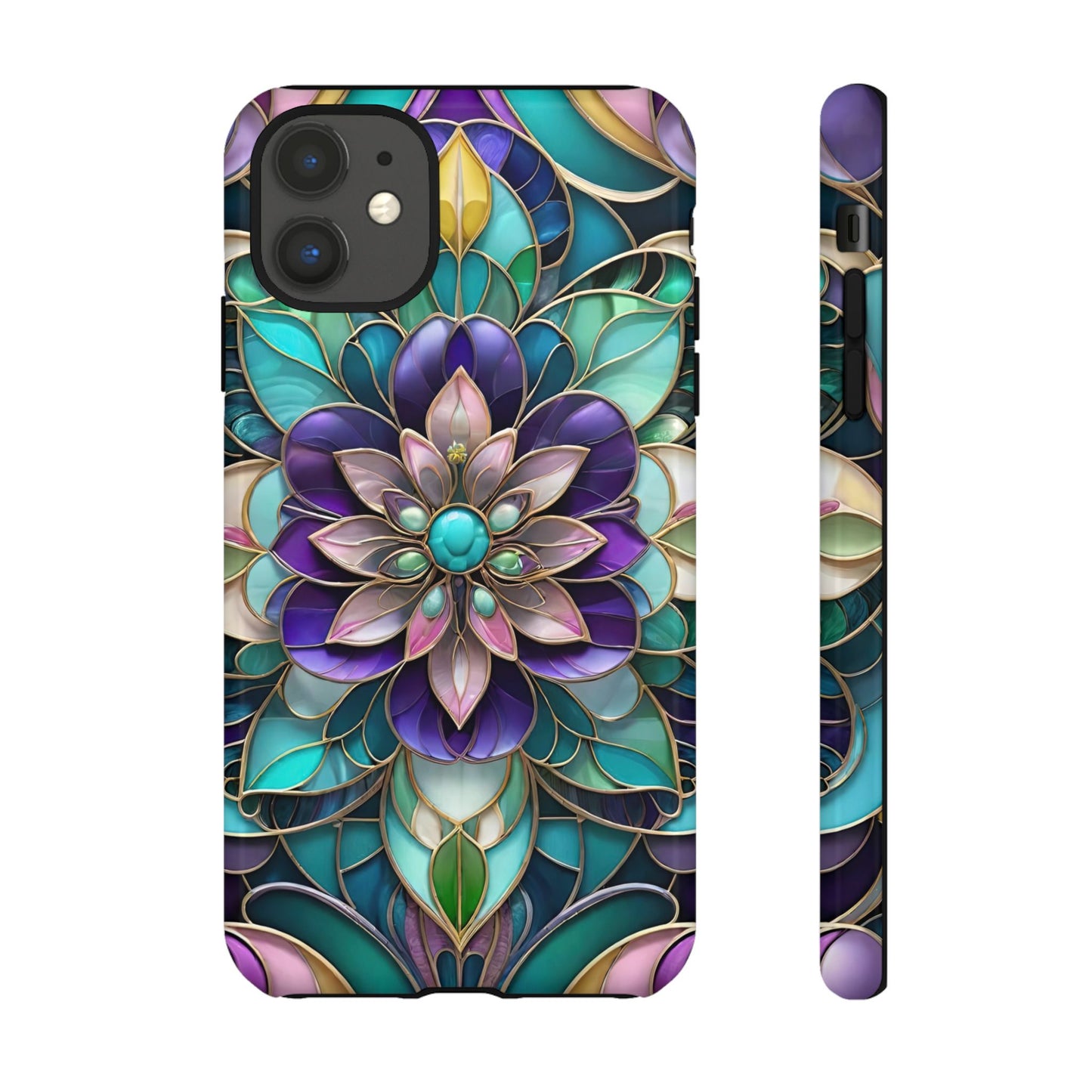 Floral Stained Glass Tough Phone Case -Stylish Protection for Your Device