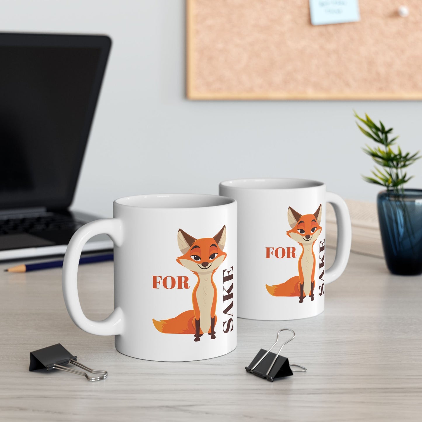 Funny Ceramic Mug - "For Fox Sake" Humorous Coffee Cup,  Quirky Drinkware, Perfect for Holiday or Birthday Gifts, 11oz & 15oz