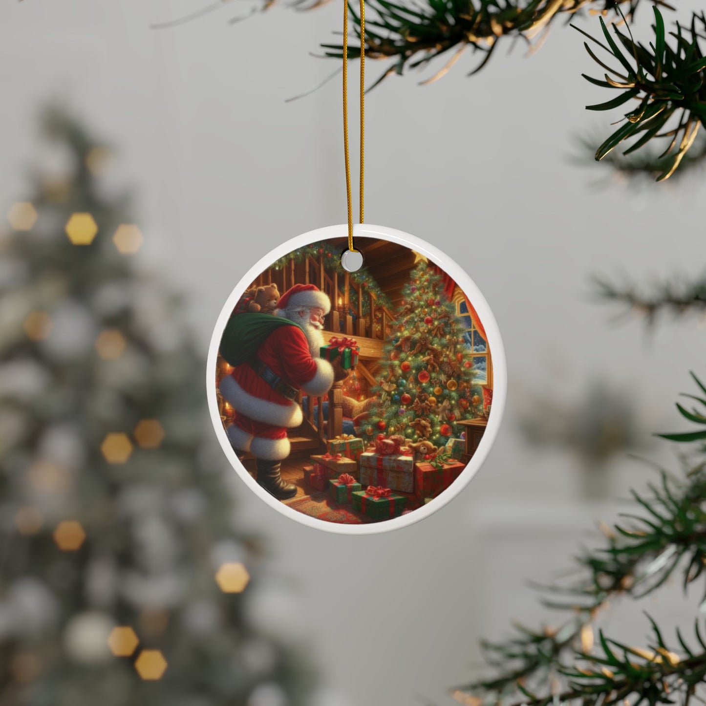 The Joy of Christmas Eve Christmas Ceramic Ornaments, 2-Side Print, (1pc, 3pcs, 5pcs, 10pcs)