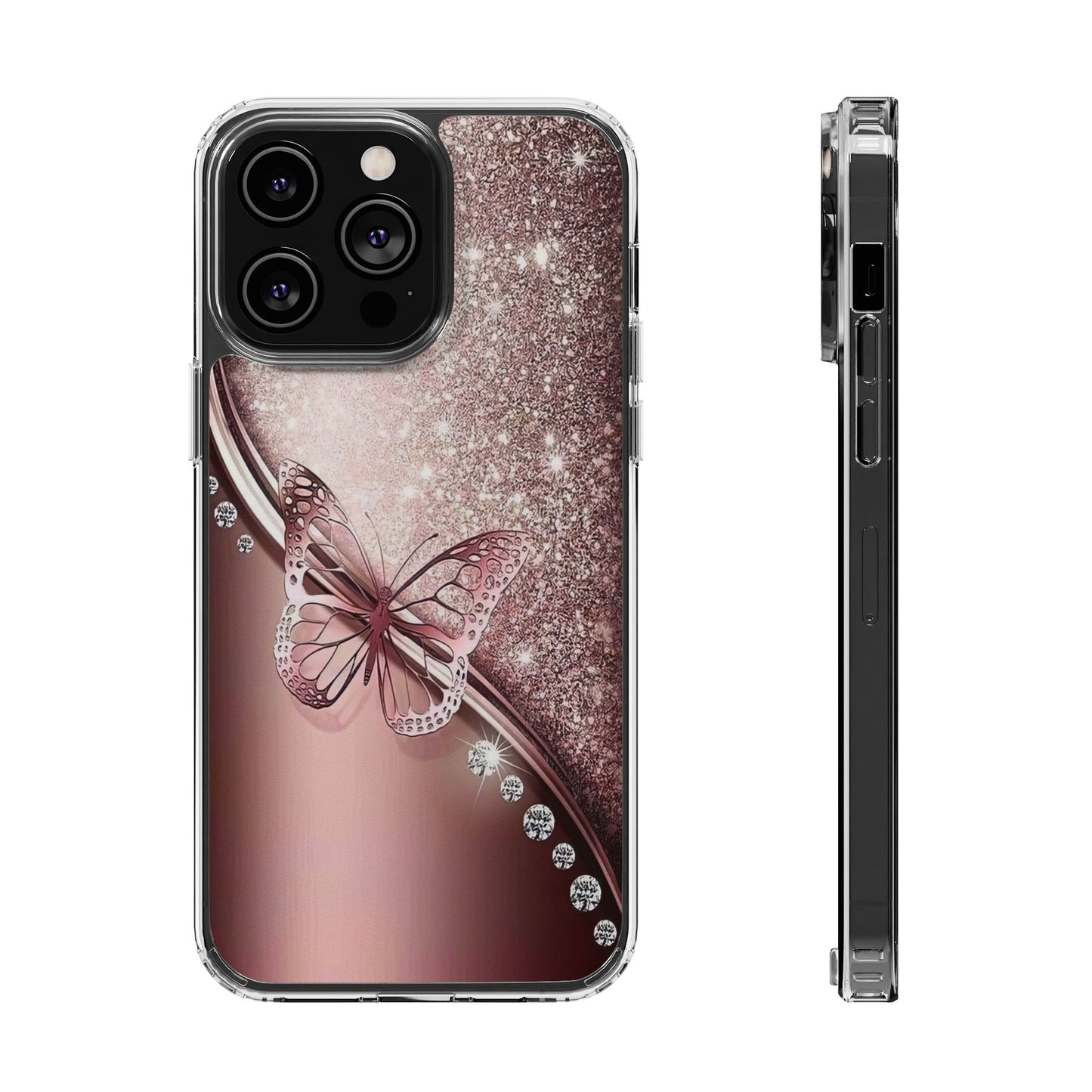 Elegant Butterfly Clear Case, Stylish Transparent Protective Cover for Women