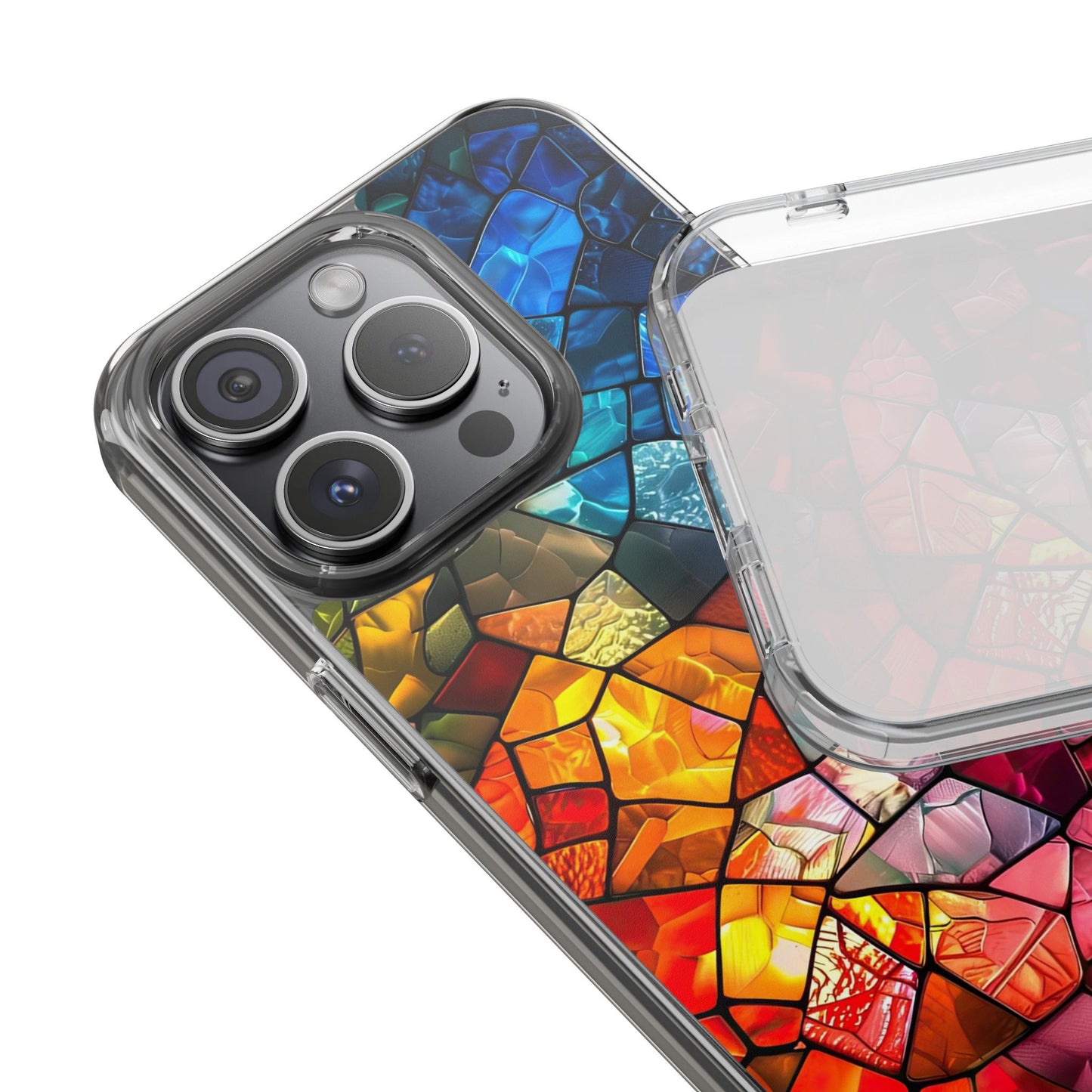 Vibrant Clear Phone Case, Colorful Stained Glass Design