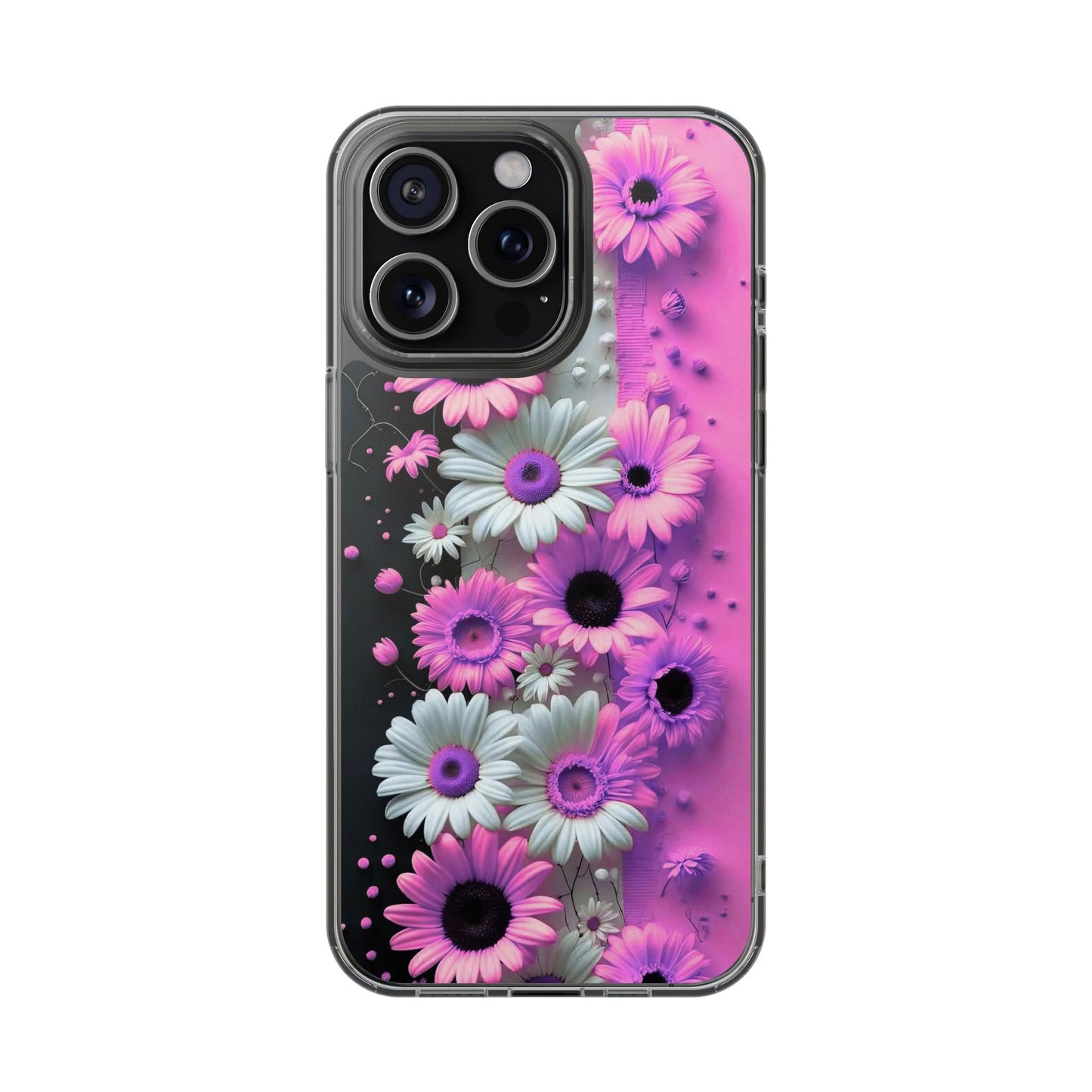 Floral Clear Phone Case – Pink Flower Design