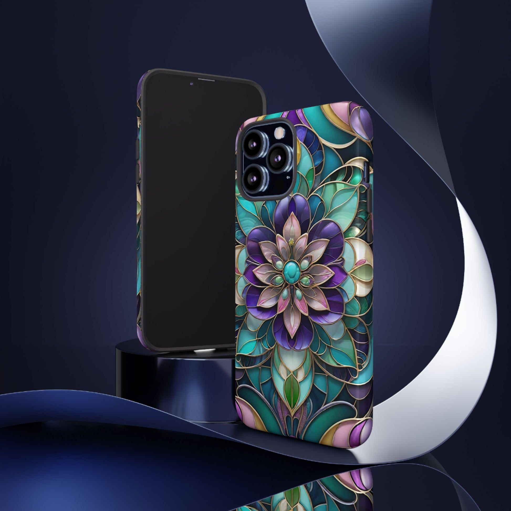 Floral Stained Glass Tough Phone Case -Stylish Protection for Your Device