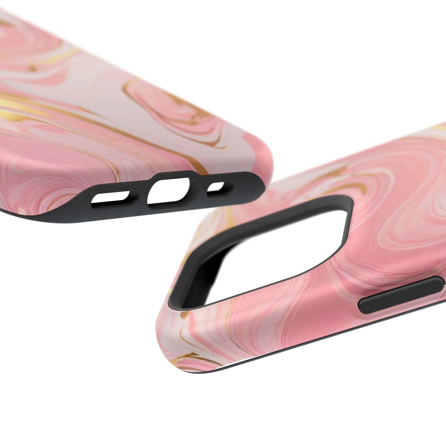 Stylish Magnetic Phone Case, Pink Marble Protective Cover