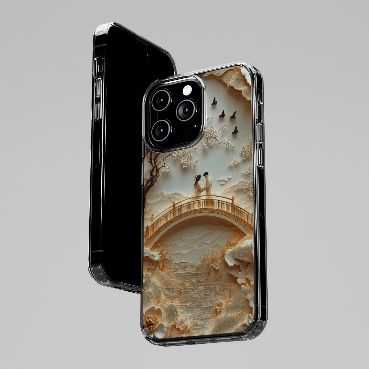 Romantic Couple 3D Effect Clear Cases,  Artistic Protective Cover