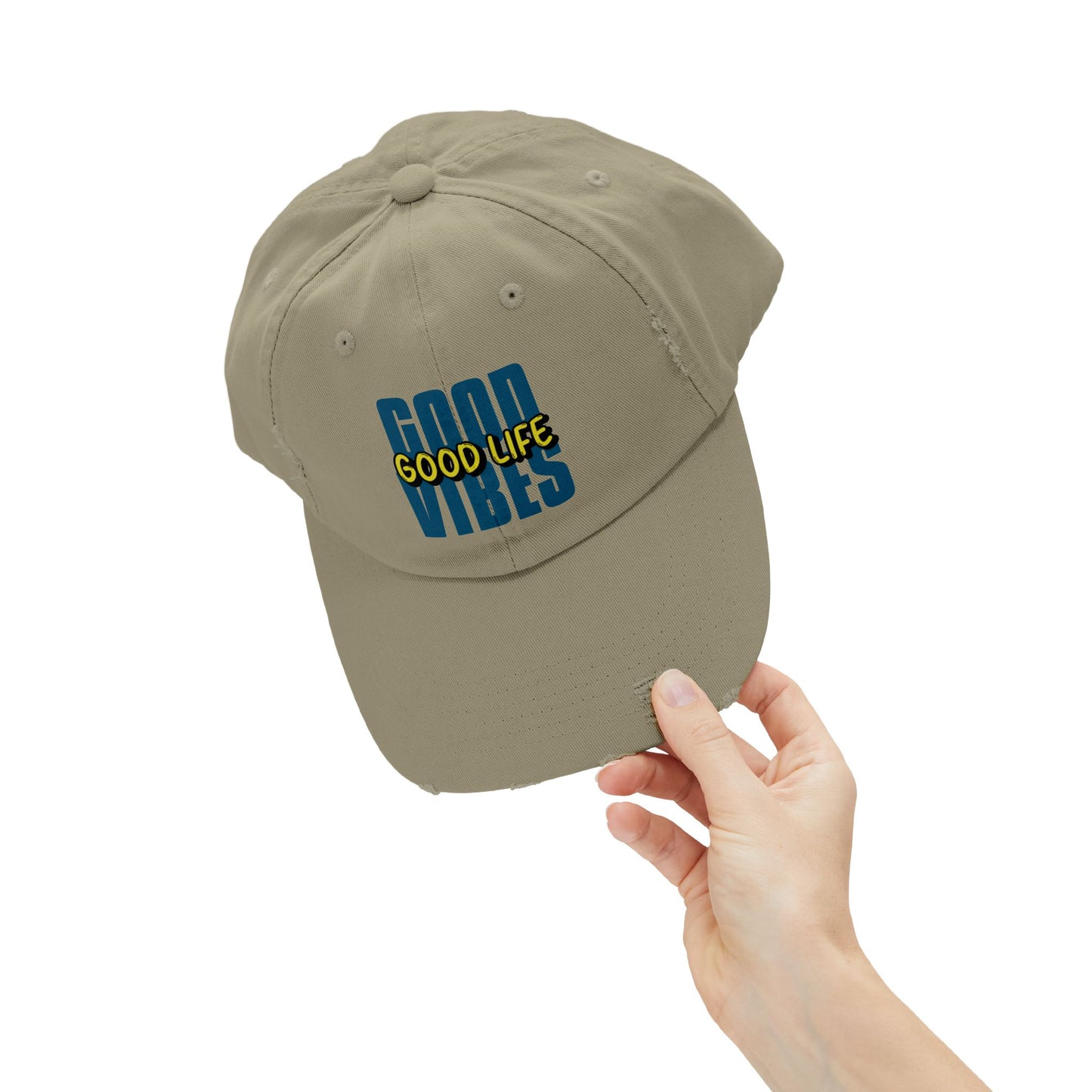 Good Vibes Good Life Unisex Distressed Cap