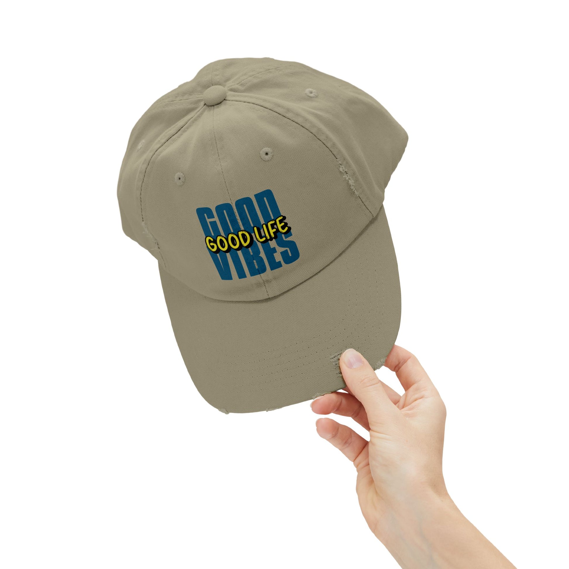 Good Vibes Good Life Unisex Distressed Cap