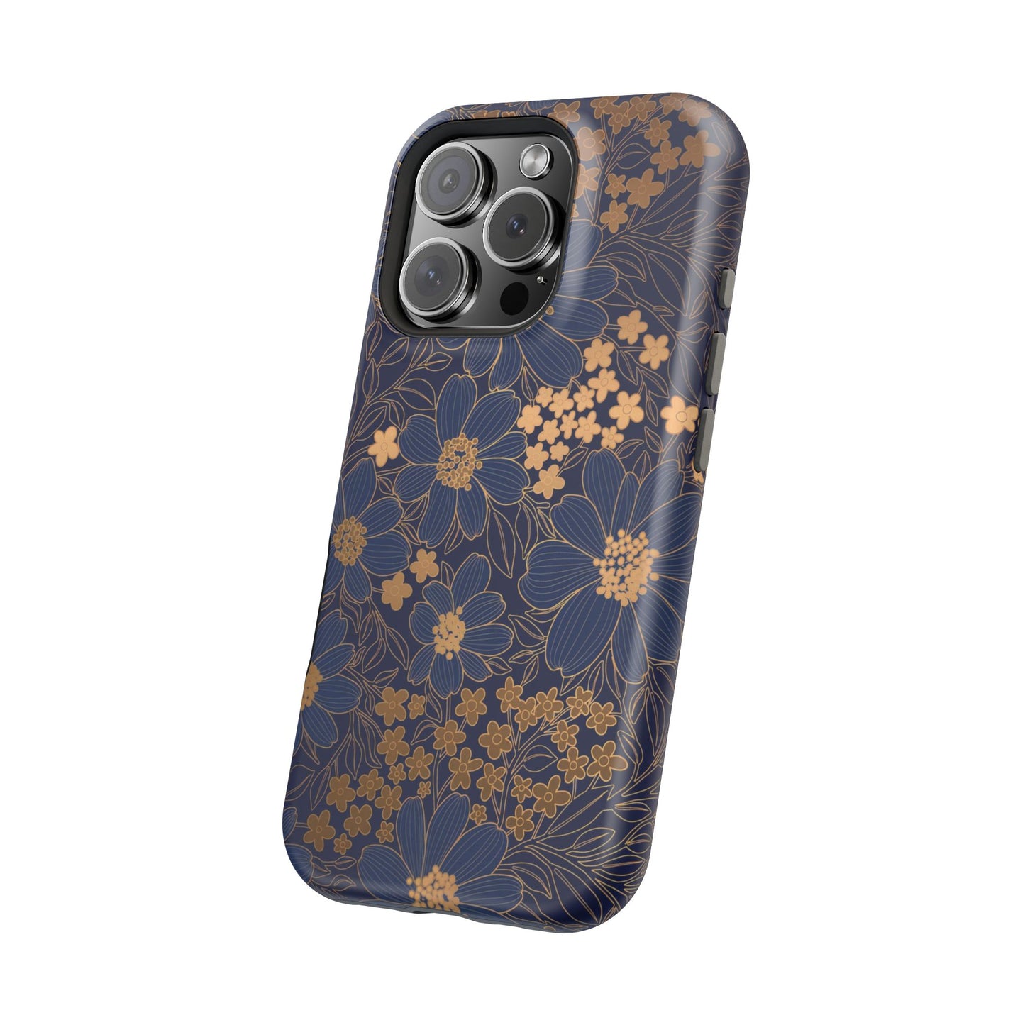 Luxury Serial Magnetic Phone Case, Golden Floral