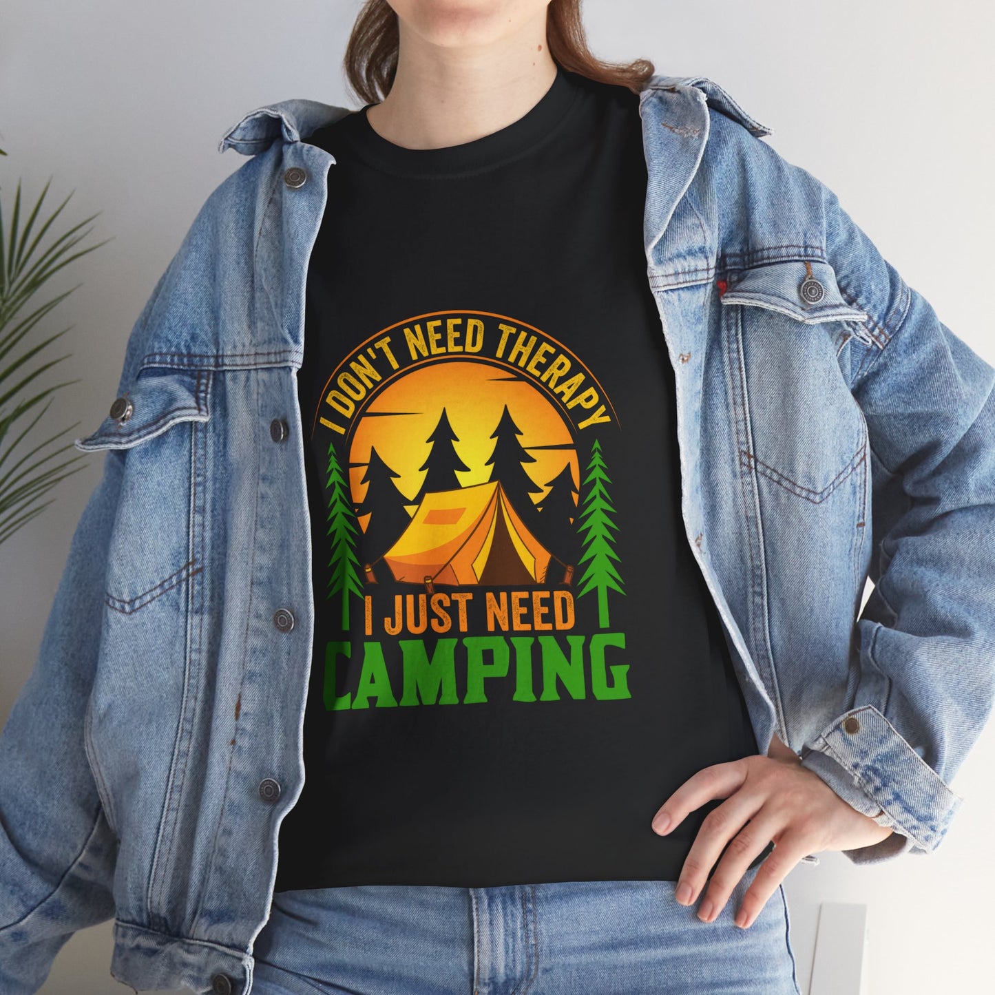 Camping Therapy Unisex Heavy Cotton Tee - Perfect for Outdoor Enthusiasts