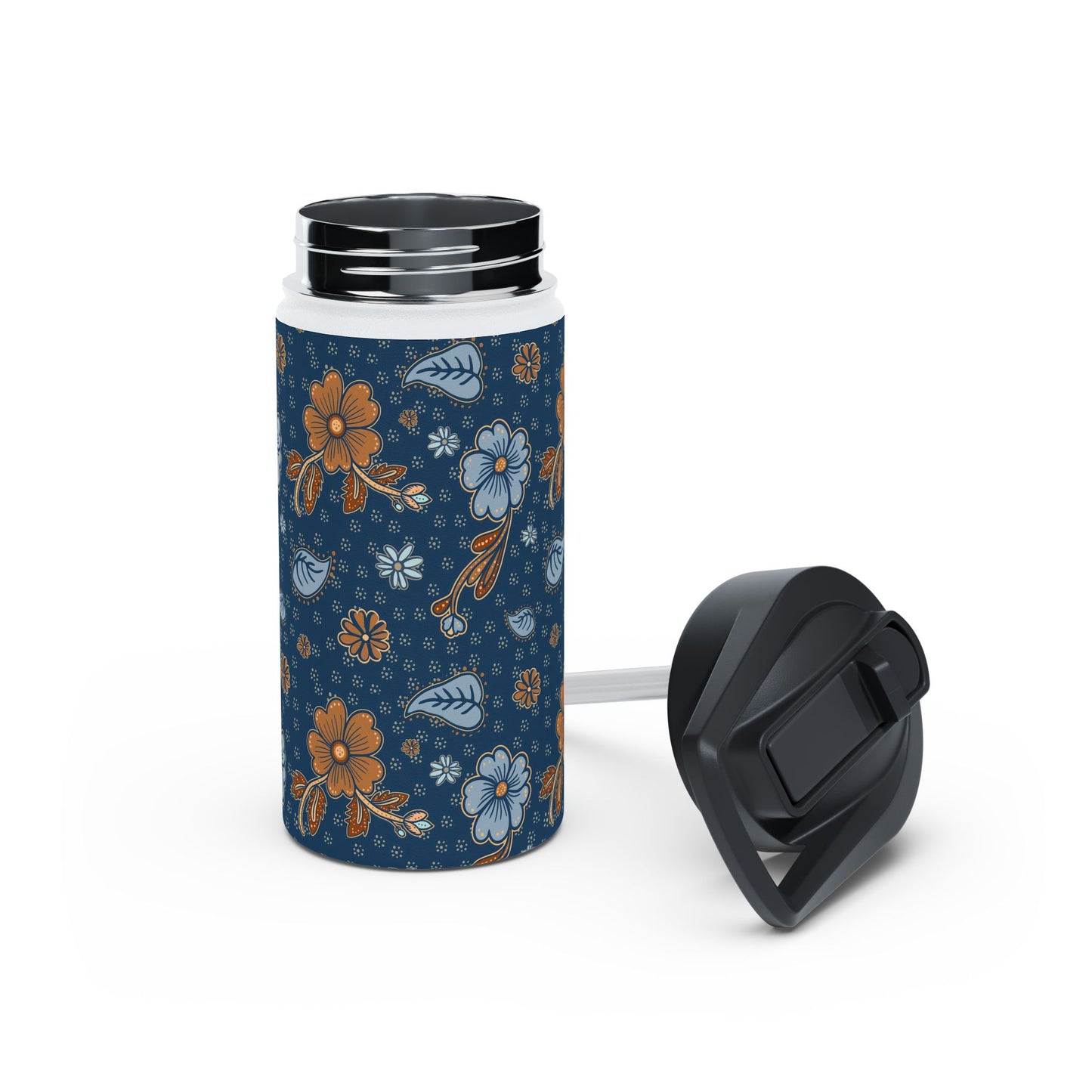 Timeless Elegance Stainless Steel Water Bottle, Standard Lid / Dark Blue